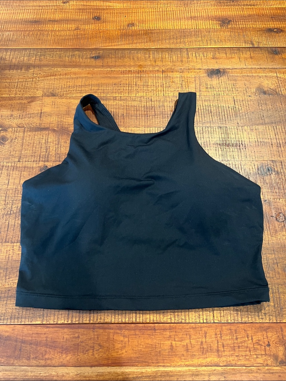 CRZ YOGA Black Racerback  Cropped High Neck Swim Bikini top